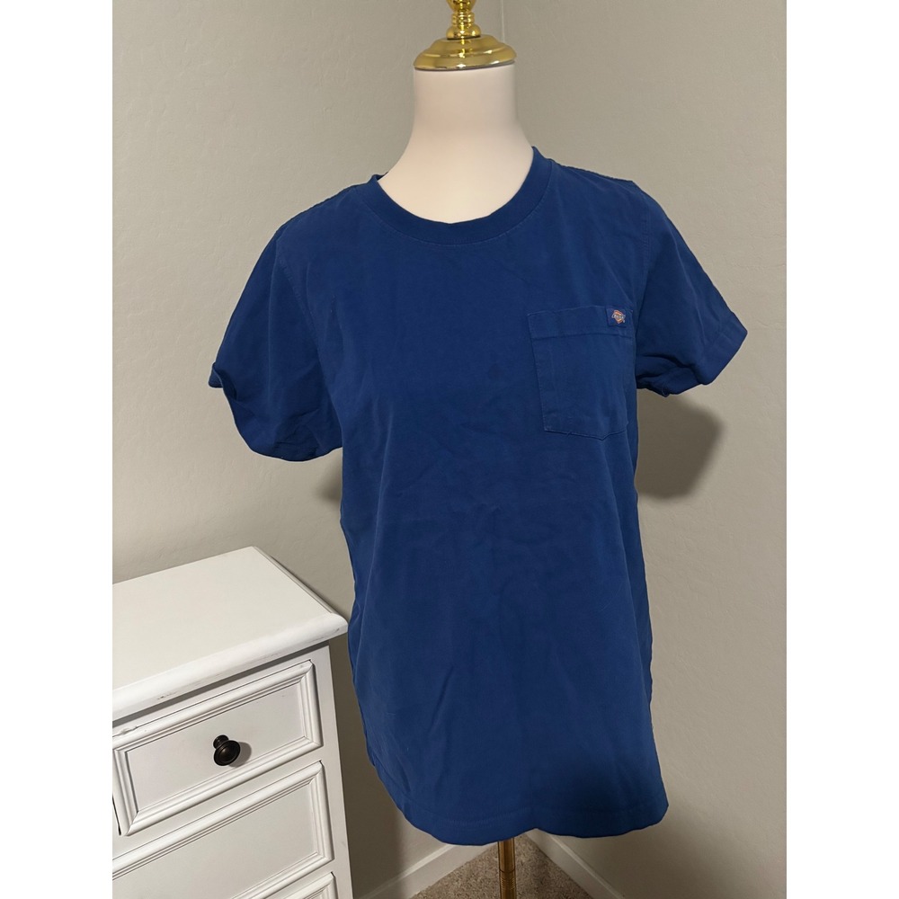 Dickies Mens Blue Short Sleeve Pocket T-Shirt Cotton Workwear Top Large RN20697